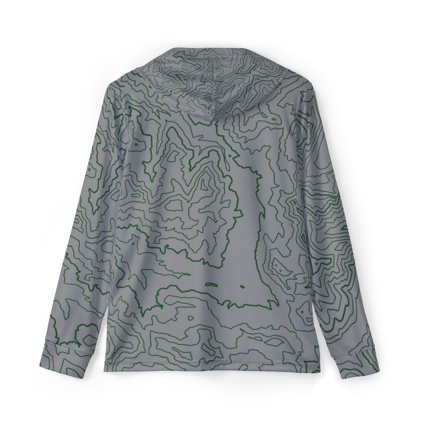 Topographic Sun Hoodie, Athletic Shirt, Gray and Green