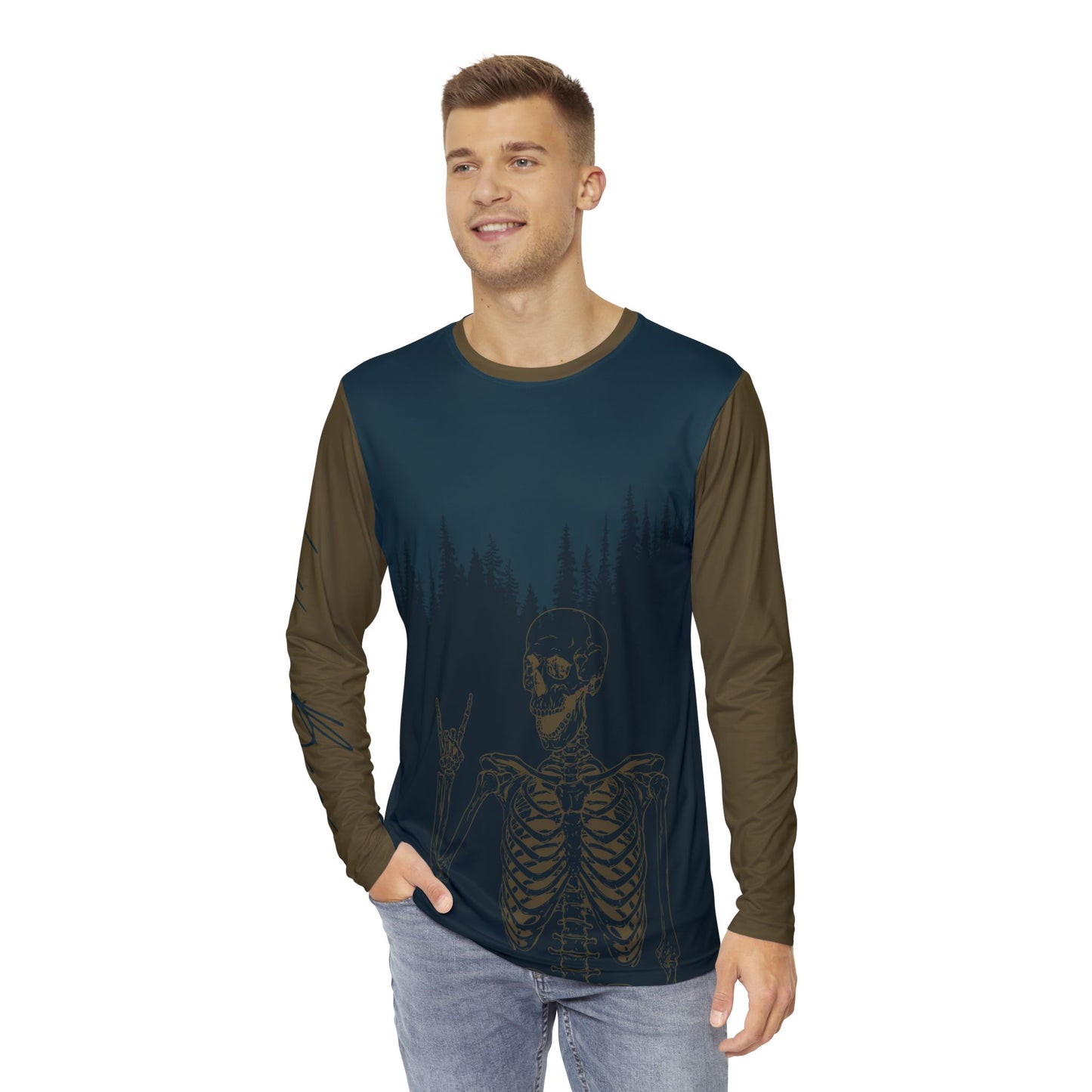 Rock on Skeleton Long-Sleeve Mountain Biking Jersey