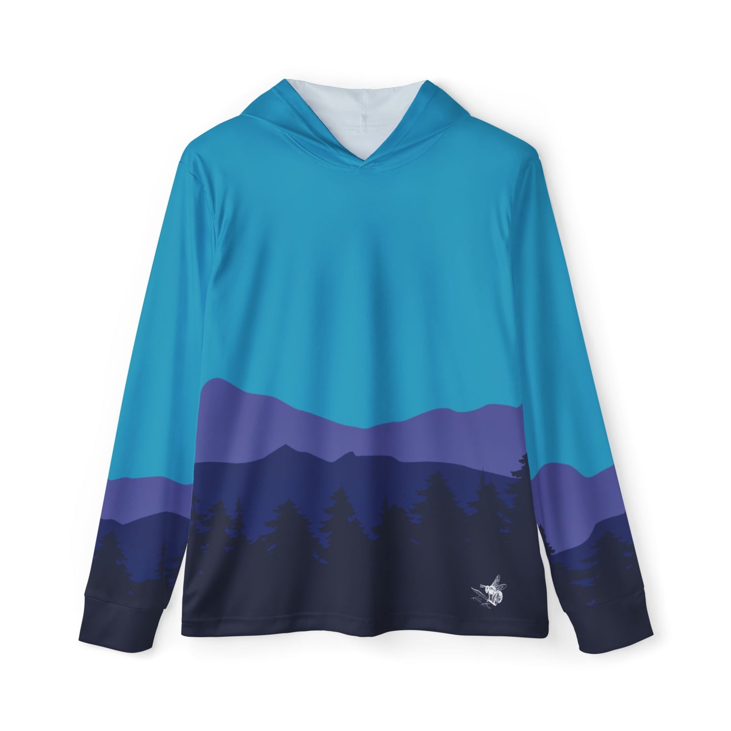 Tree and Mountain Landscape Sun Hoodie, Athletic Shirt, Blue and Purple