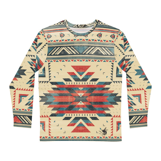 Native American Cream Pattern Long-Sleeve Mountain Biking Jersey