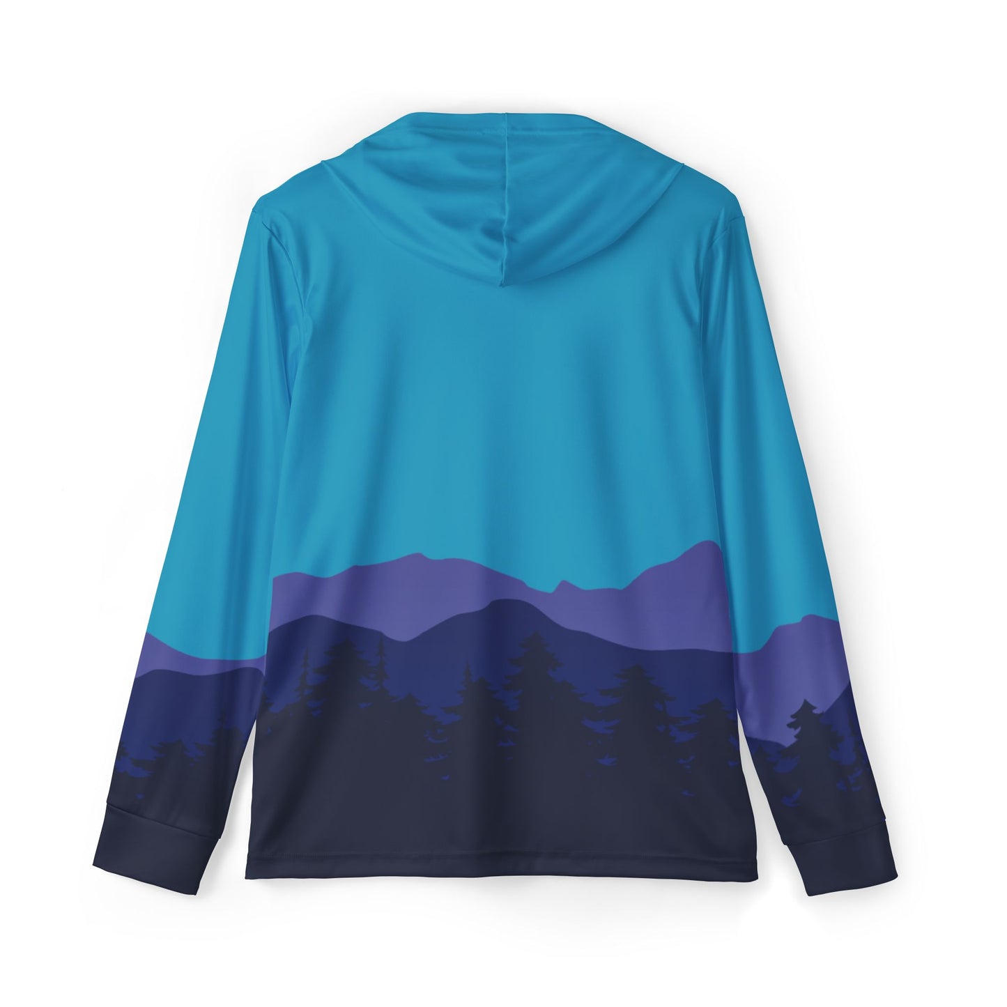 Tree and Mountain Landscape Sun Hoodie, Athletic Shirt, Blue and Purple