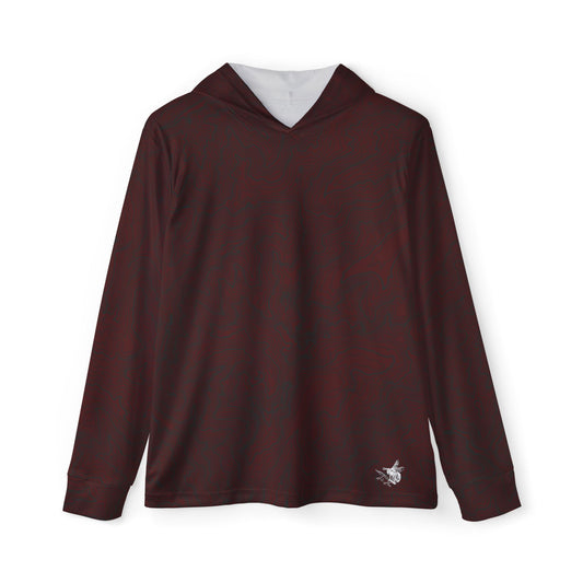 Topographic Sun Hoodie, Athletic Shirt, Oxblood and Black