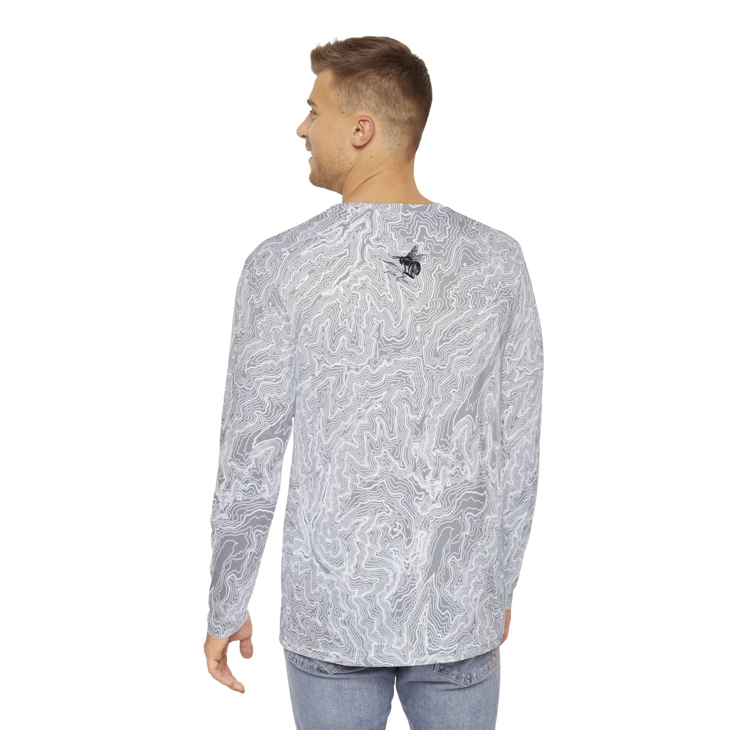 Topographic Skull Shadow Long-Sleeve Mountain Biking Jersey