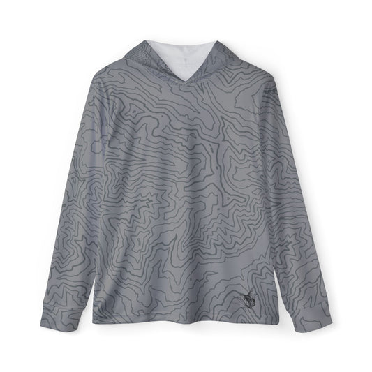 Topographic Sun Hoodie, Athletic Shirt, Gray and Dark Gray