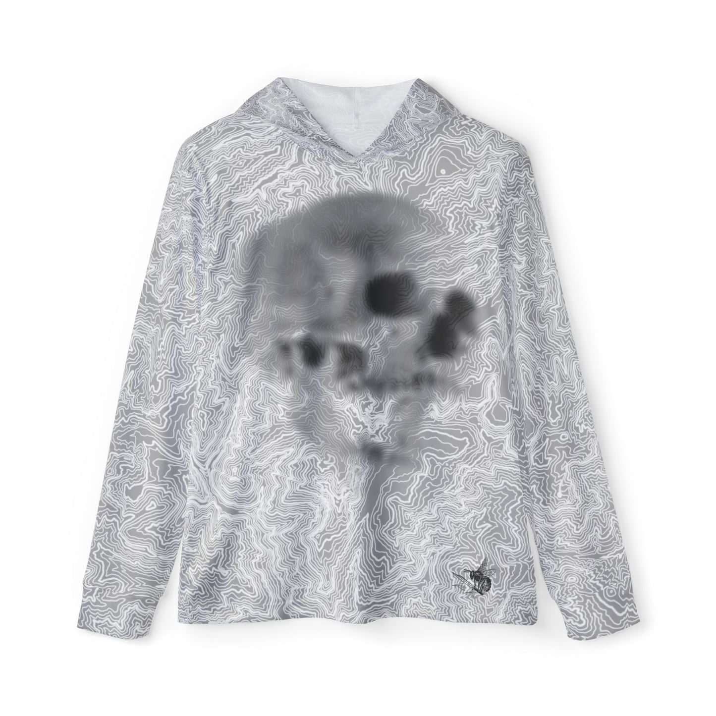 Topographic Skull Shadow Sun Hoodie, Athletic Shirt