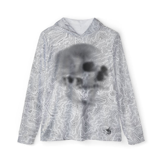 Topographic Skull Shadow Sun Hoodie, Athletic Shirt