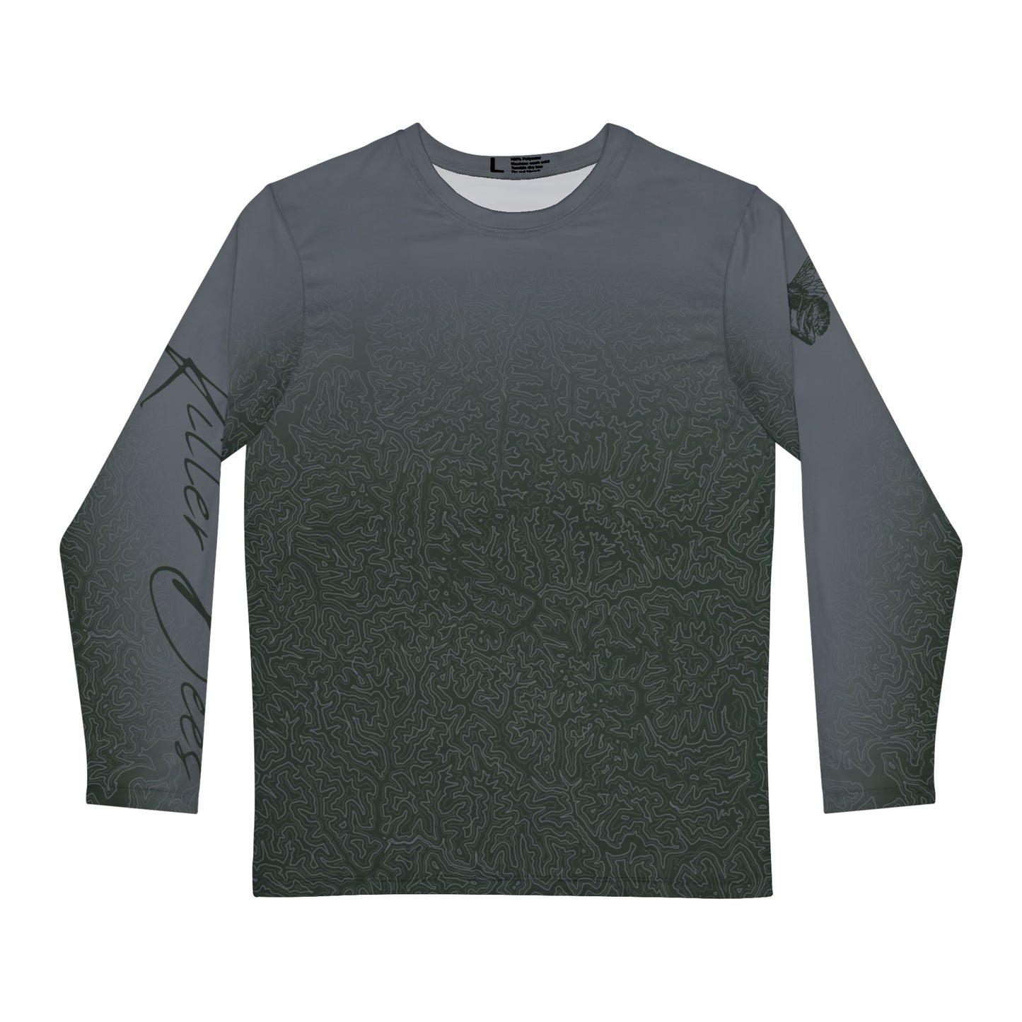 Topographic Forest Green and Gray Long-Sleeve Mountain Biking Jersey