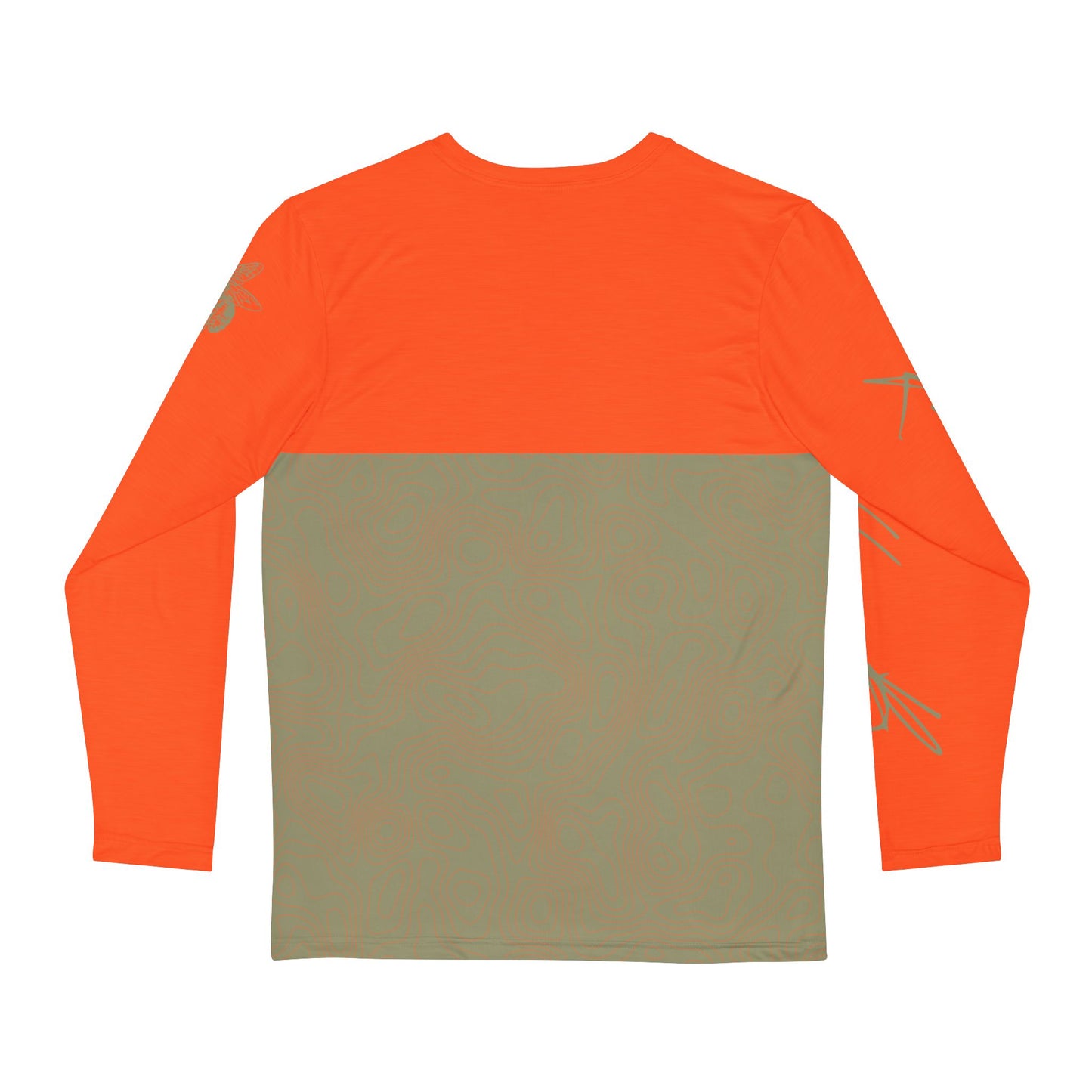 Topographic Orange and Prehnite Green Long-Sleeve Mountain Biking Jersey