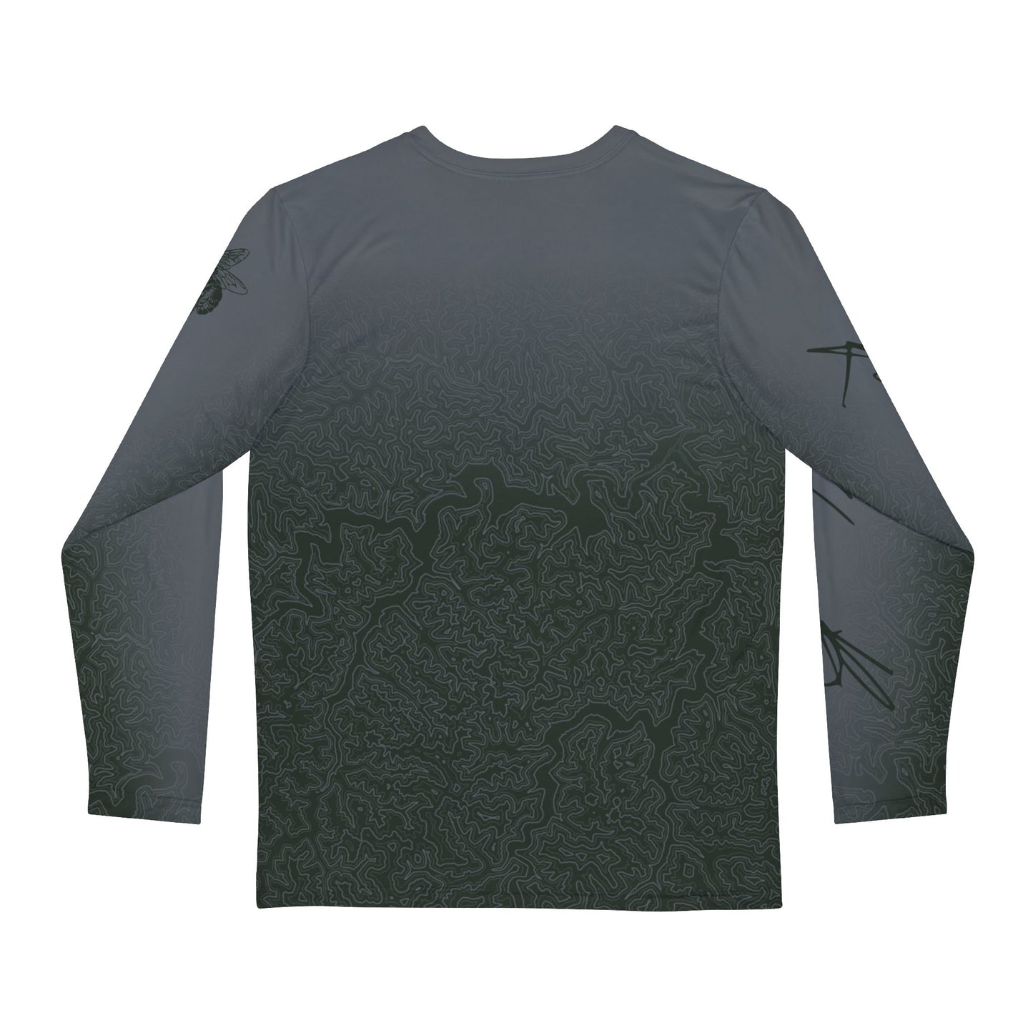 Topographic Forest Green and Gray Long-Sleeve Mountain Biking Jersey