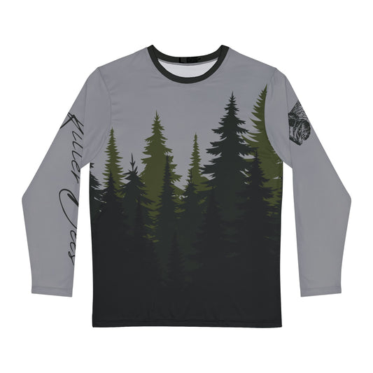 Green Pine Trees Long-Sleeve Mountain Biking Jersey