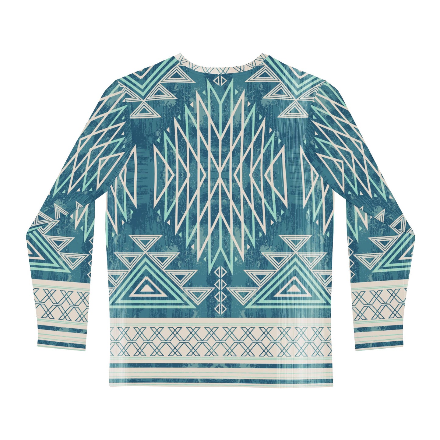 Native American Blue Pattern Long-Sleeve Mountain Biking Jersey