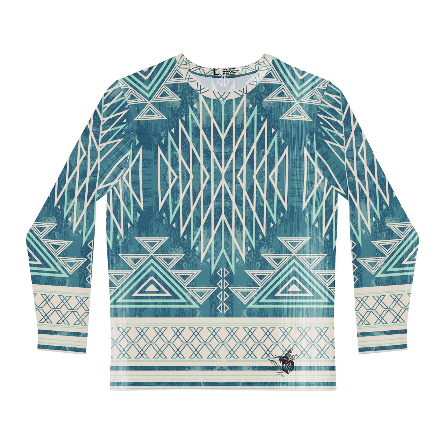 Native American Blue Pattern Long-Sleeve Mountain Biking Jersey