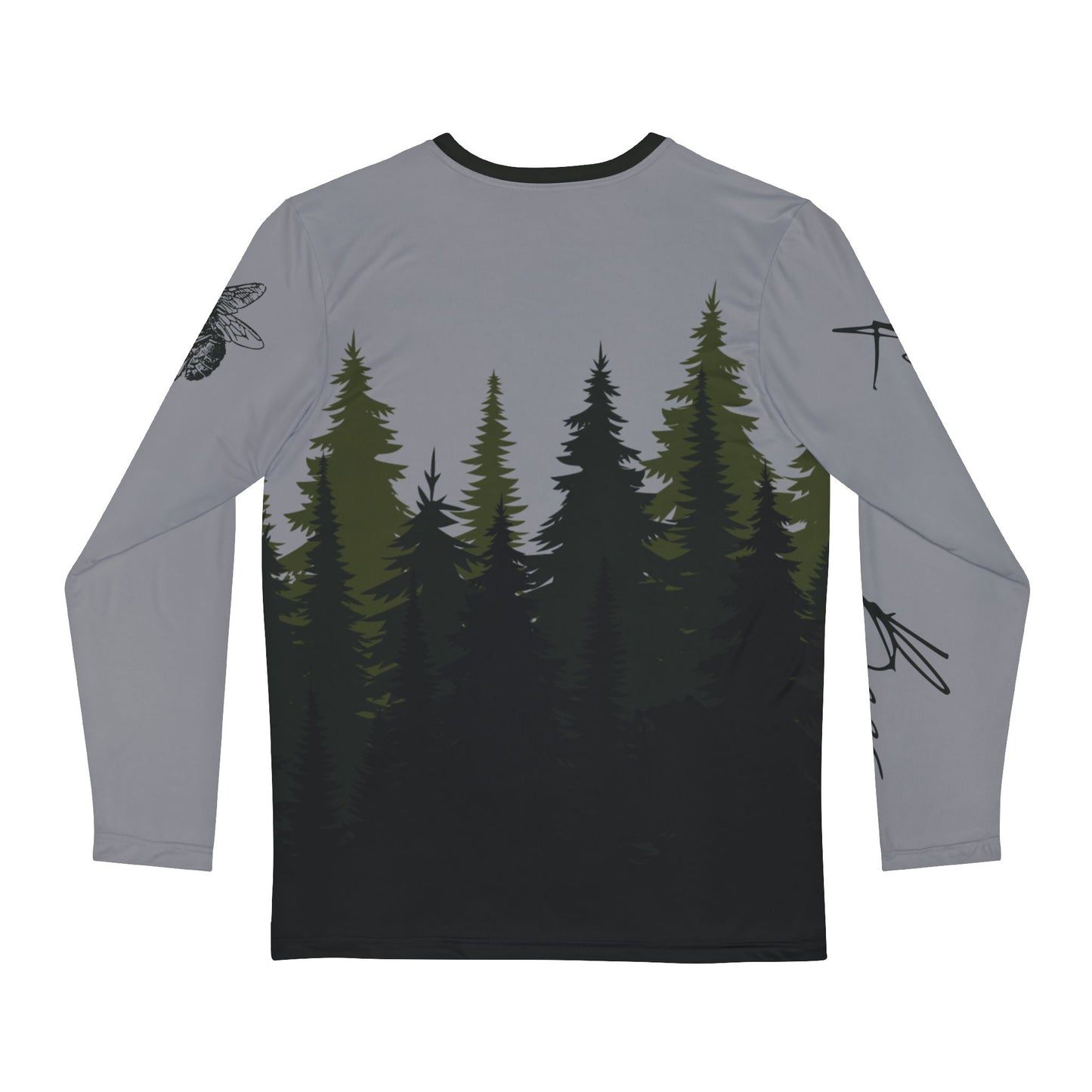 Green Pine Trees Long-Sleeve Mountain Biking Jersey