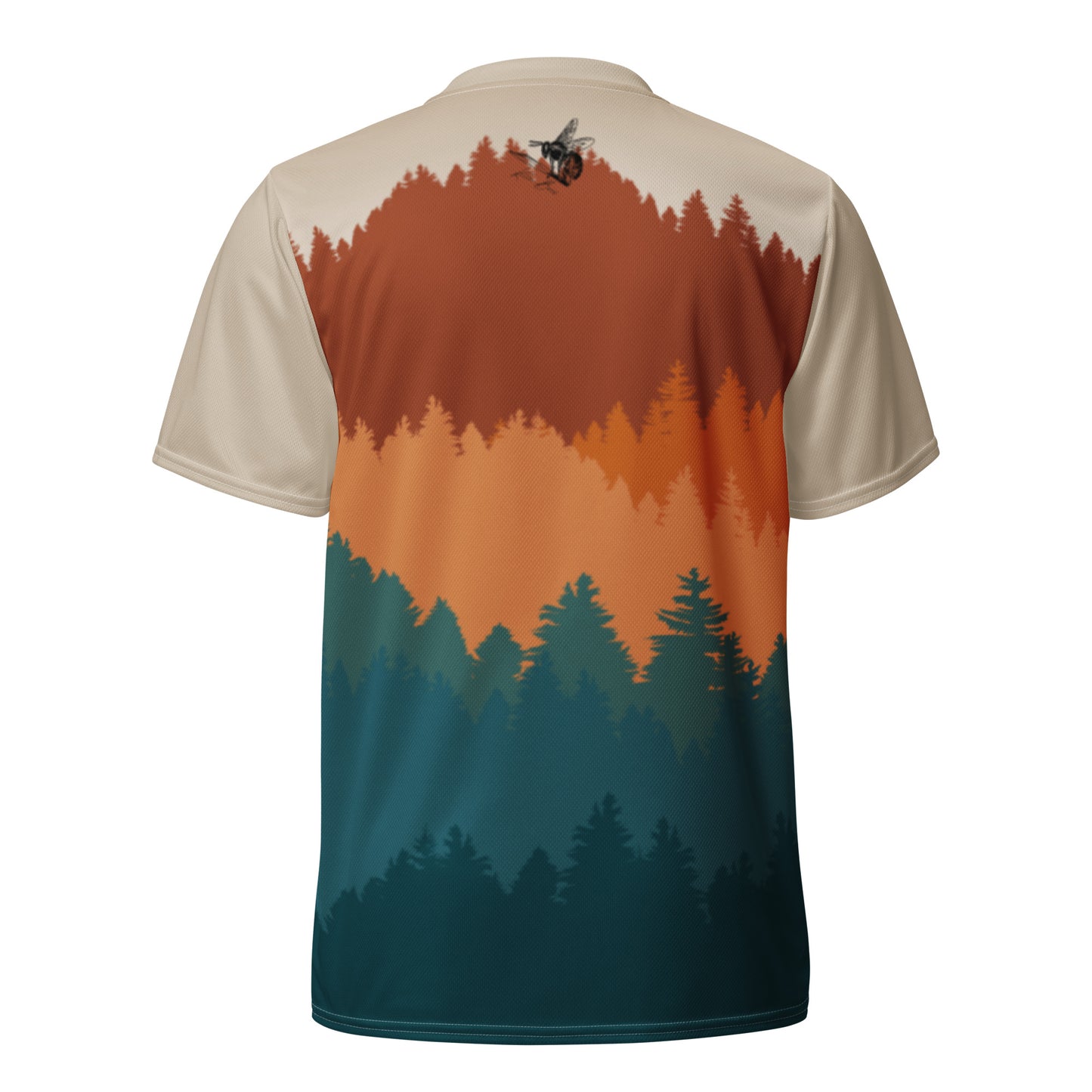 Tree Landscape Mountain Bike Jersey, Teal and Rust, Unisex