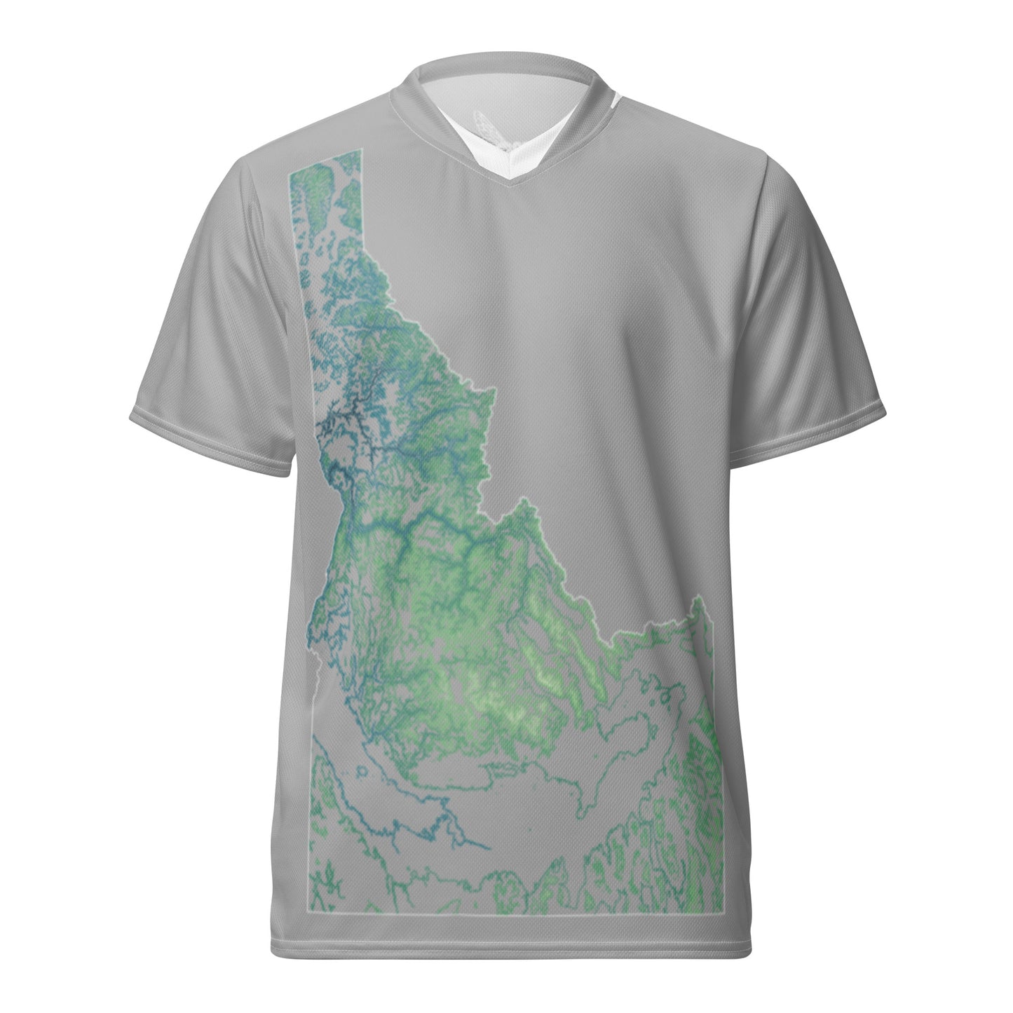 Topographic Idaho Mountain Bike Jersey, Greens and Blues, Unisex