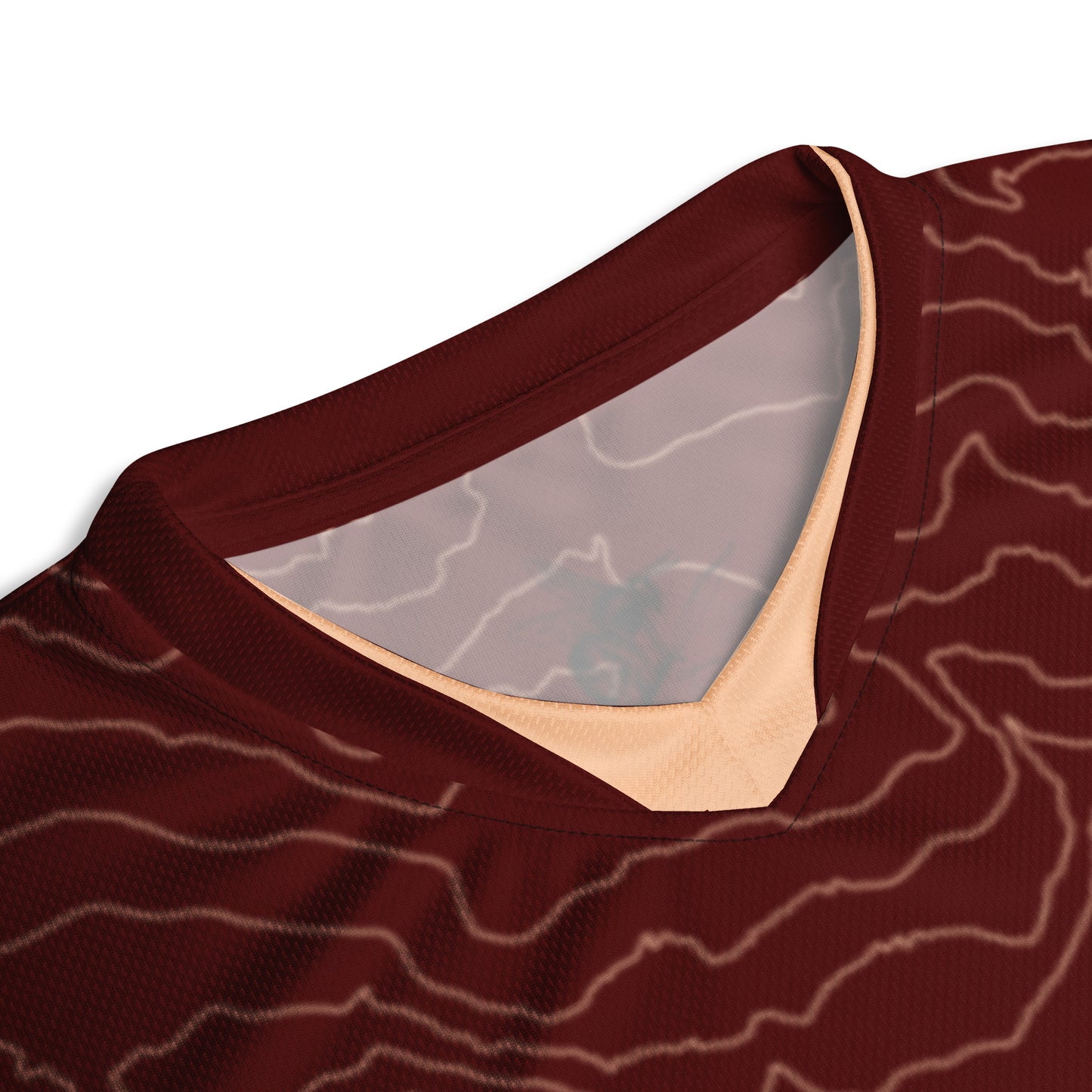 Mt Rainier Topographic Mountain Bike Jersey, Oxblood and Peach